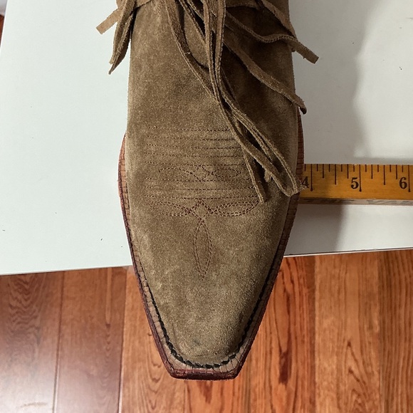 J.B. Dillon Fringe Suede Ankle Booties - Tan - Picture 11 of 12